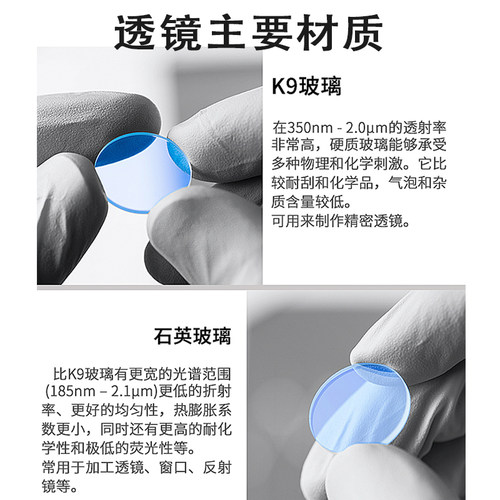 平凸透镜定制加工双凸双凹光学实验玻璃k9胶合平凹镜片厂家直发 - 图1