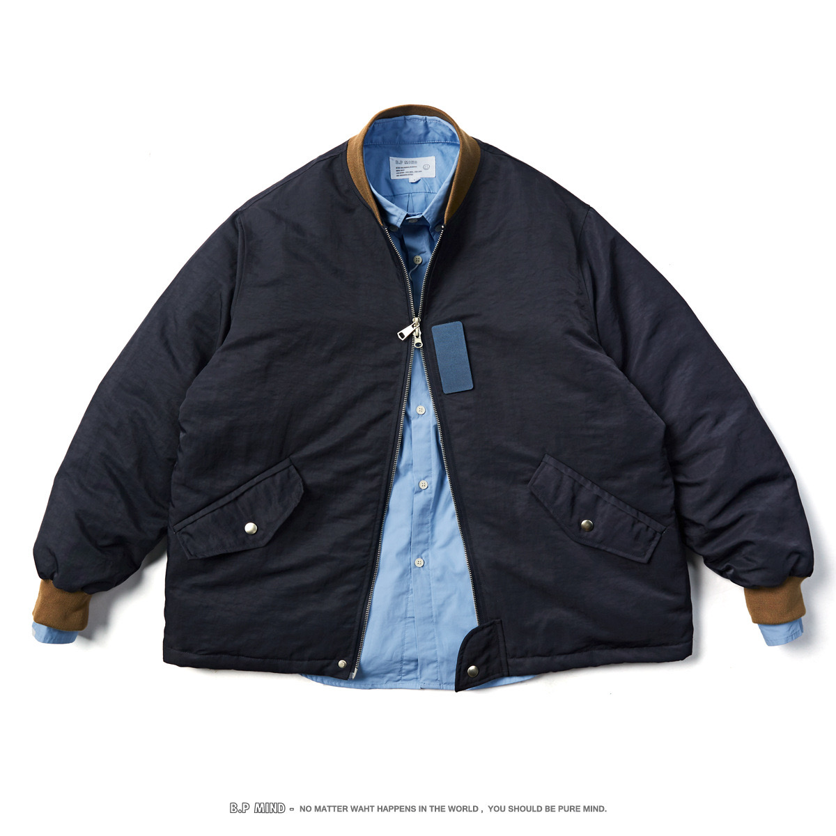 【5折现货】一如既往好穿~日系复古棒球领保暖加厚羽绒服廓形外套 - 图2