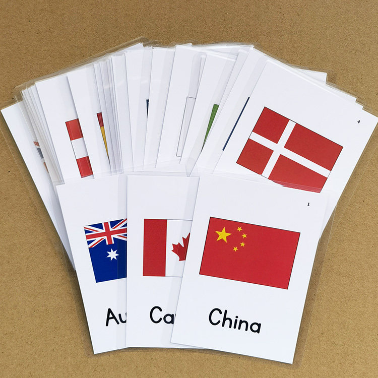 英语彩图单词卡片儿童早教卡英文词汇认知卡防水塑封国家国旗25张_虎窝淘
