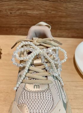 鞋带扣鞋花装饰芭蕾运动阿甘鞋女德训鞋配饰串珠流苏韩国东大门