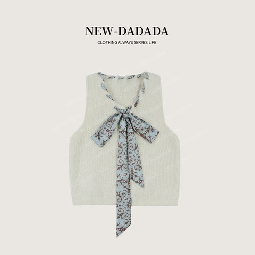 利达 NEW DADADA【翩翩起舞】复古小香风休闲领带无袖针织马甲女 - 图3