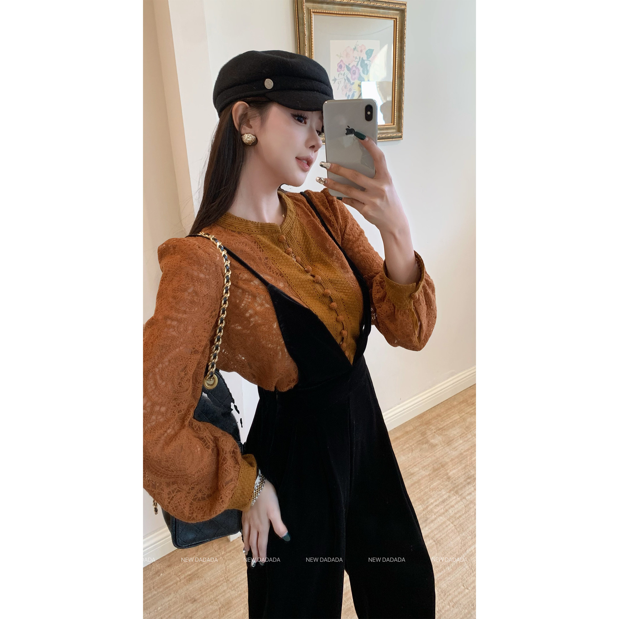 利达 NEW DADADA【清韵浮白】白色镂空长袖开衫修身气质雪纺衫女,淘宝优惠券,粉丝福利购,淘宝优惠卷