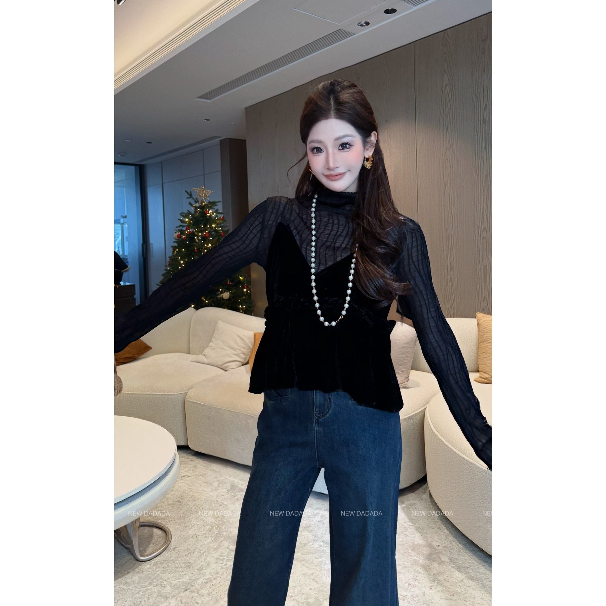 利达 NEWDADADA【丝绒可可】女套装轻奢高级感小个子穿搭一整套冬,淘宝优惠券,粉丝福利购,淘宝优惠卷