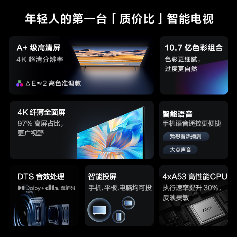 Vidda R58海信电视58英寸全面屏4K网络智能投屏平板液晶家用55-图0