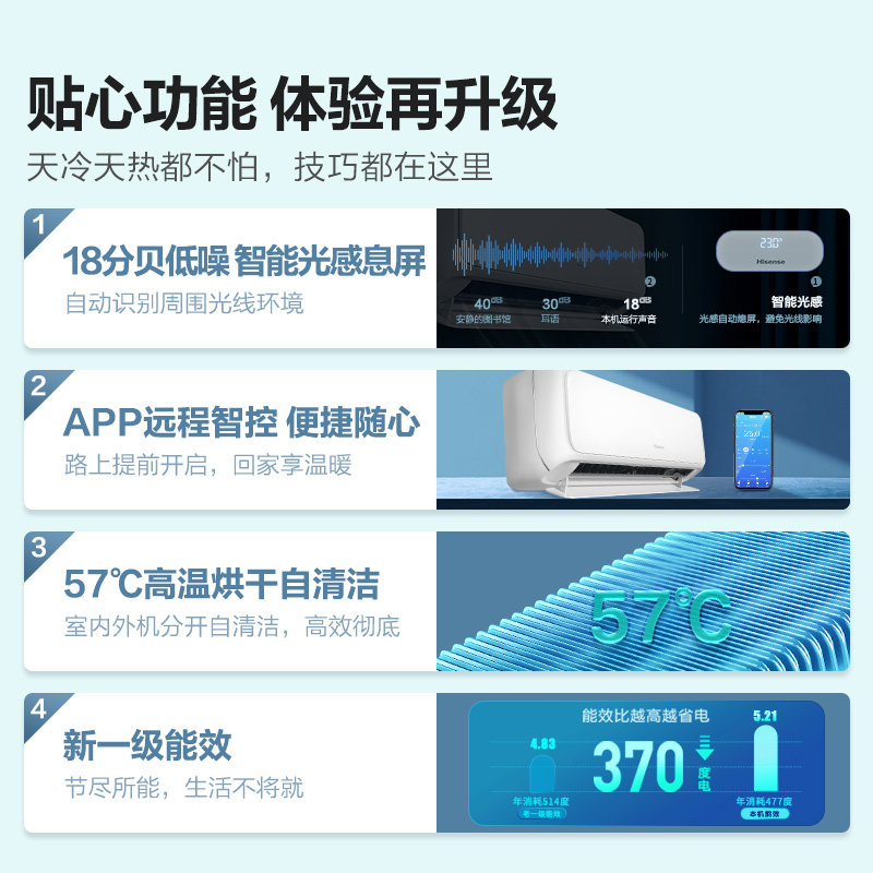 海信挂机大1匹p新一级变频空调 海信空调