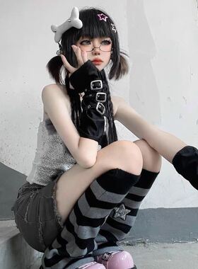 夜间甜酷袖套女黑色半截露指