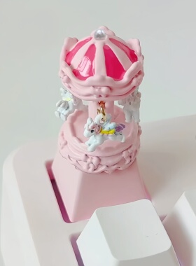 可旋转木马少女心DIY键帽摆件