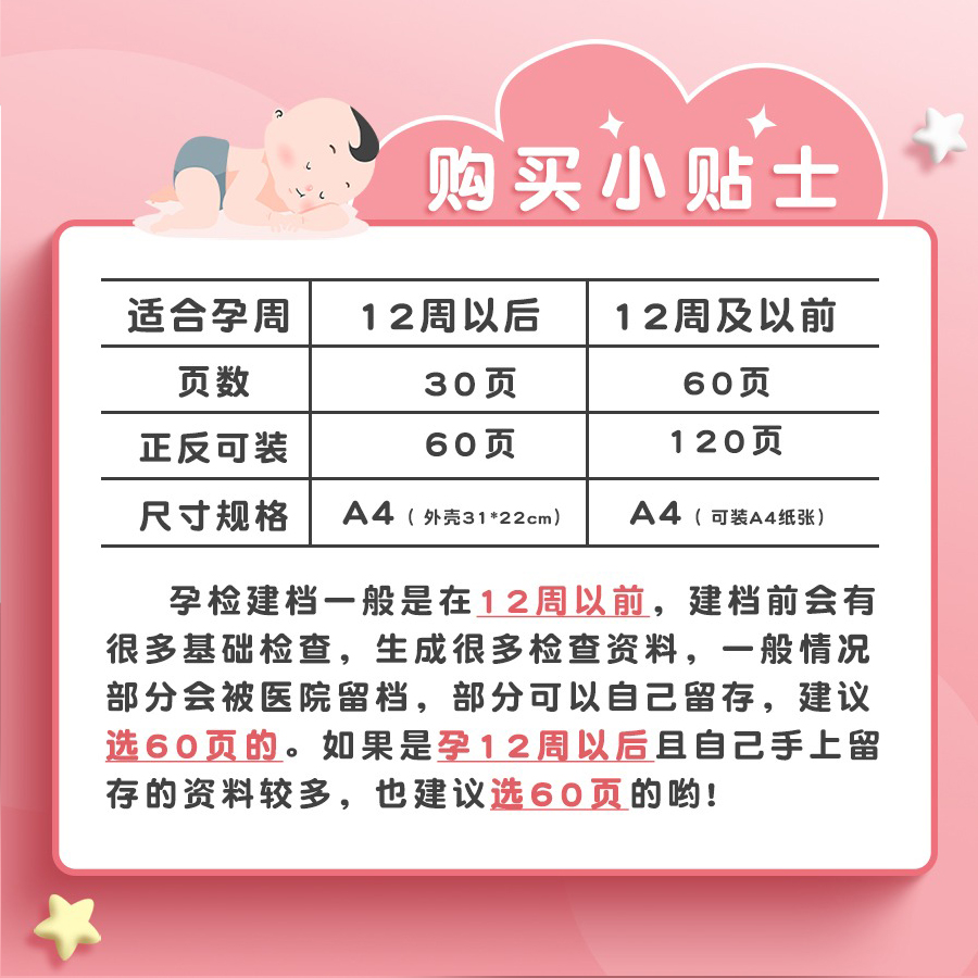 孕检收纳册孕期档案册b超检查资料报告记录册怀孕孕妈妈检查单文件夹孕妇建档袋宝宝诞生记产检本收集收纳袋 - 图3