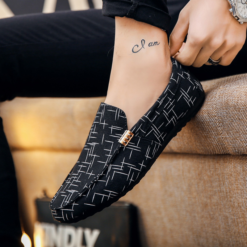 秋季懒人豆豆鞋男韩版潮流透气布鞋一脚蹬社会小伙休闲老北京布鞋,淘宝优惠券,粉丝福利购,淘宝优惠卷