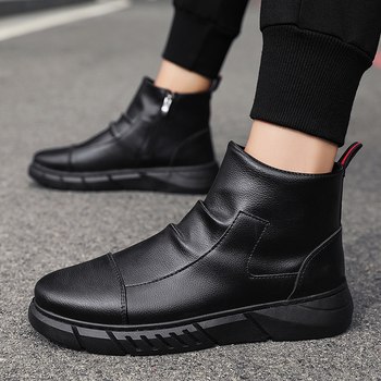ເກີບຜູ້ຊາຍ summer Martin boots men's high-top leather boots waterproof non-slip British casual leather shoes chef labor insurance short boots