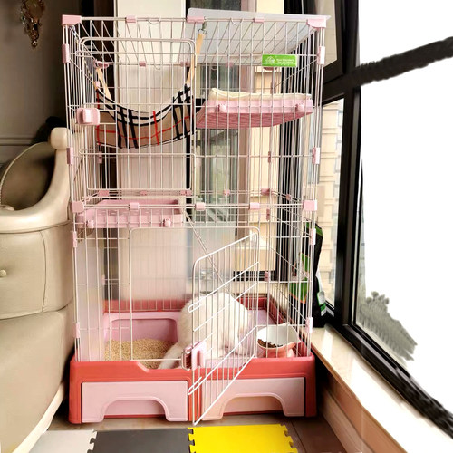 猫笼子家用超大自由空间室内带厕所一体猫别墅两层猫咪猫舍小猫笼 - 图0