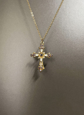 Vintage古着 Golden petal cross项链