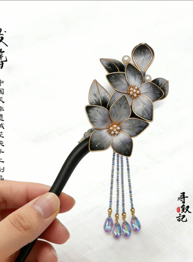 清明上河图中非遗手工蚕丝绒花簪