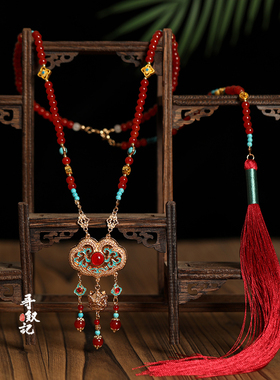 新中式红色流苏璎珞项链婚礼