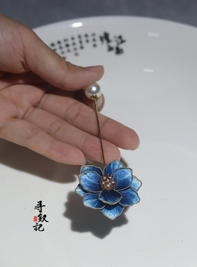 非遗绒花蚕丝仿点翠汉服胸针