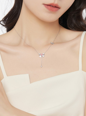 相思同心结纯银流苏项链锁骨链女