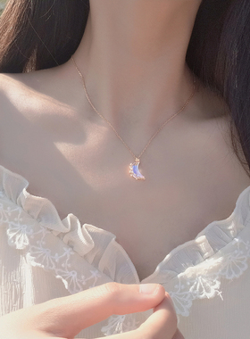 月升王国纯银月亮项链晶莹月光