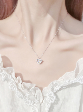 空灵极光爱心款纯银项链女锁骨链