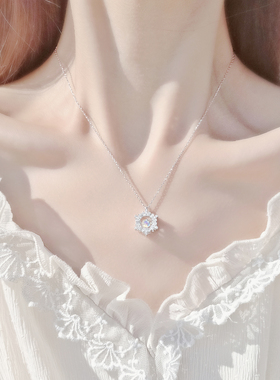 空灵极光雪花款纯银项链女
