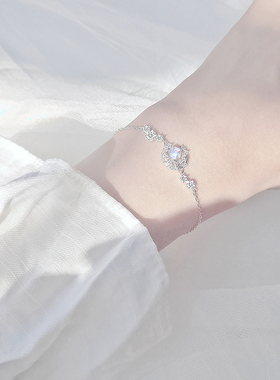 蕾丝月亮纯银手链女小众设计简约