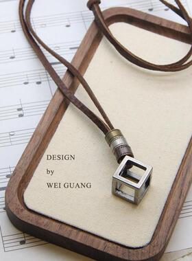 日系复古几何图形牛皮绳毛衣款