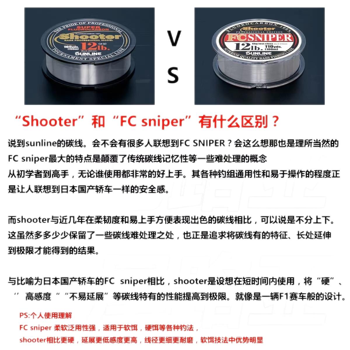 日本sunline桑濑shooter竞技版耐路亚主线高强度耐磨碳线透明鱼线 - 图2