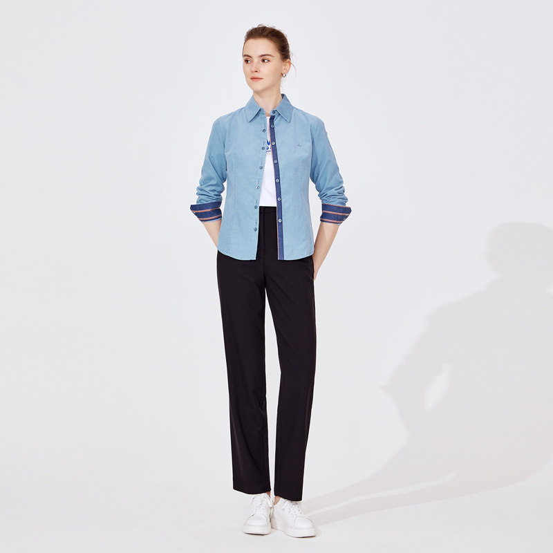 [纯棉灯芯绒]Navigare意大利小帆船长袖衬衫女秋季红色设计感衬衣