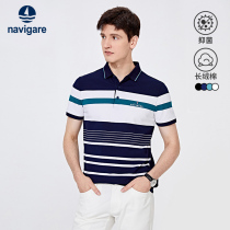 Navigare Italy Small Sailing Short Sleeve Striped Polo Shirt Male Summer New Casual Business Turtlenect T-shirt