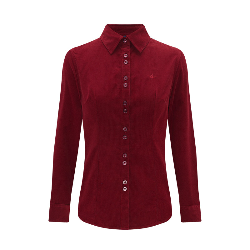 [纯棉灯芯绒]Navigare意大利小帆船长袖衬衫女秋季红色设计感衬衣