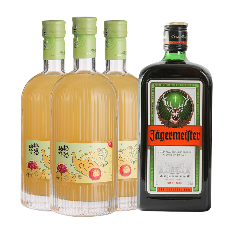 醉鹅娘葡萄酒旗舰店预售醉鹅娘 德国洋酒野格力娇酒狮子歌歌柚子酒梅子酒人间狮格4支3