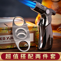 CIGARLOONG EGGPLANT CIGAR CUT CIGAR LIGHTER TWO PIECES COMBINED WITH STAINLESS STEEL SHARP PORTABLE CIGAR KNIFE