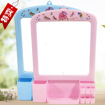 Wall Hanging Mirror Bathroom Student Mirror Simple Punch-Free Comb Dresser Wall Hung With Shelf Creative Mirror Bathroom Toilet