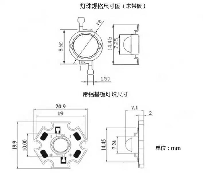 1W 3W 60°度大功率红外发射管850NM 940NM监控安防摄像头LED灯珠 - 图1