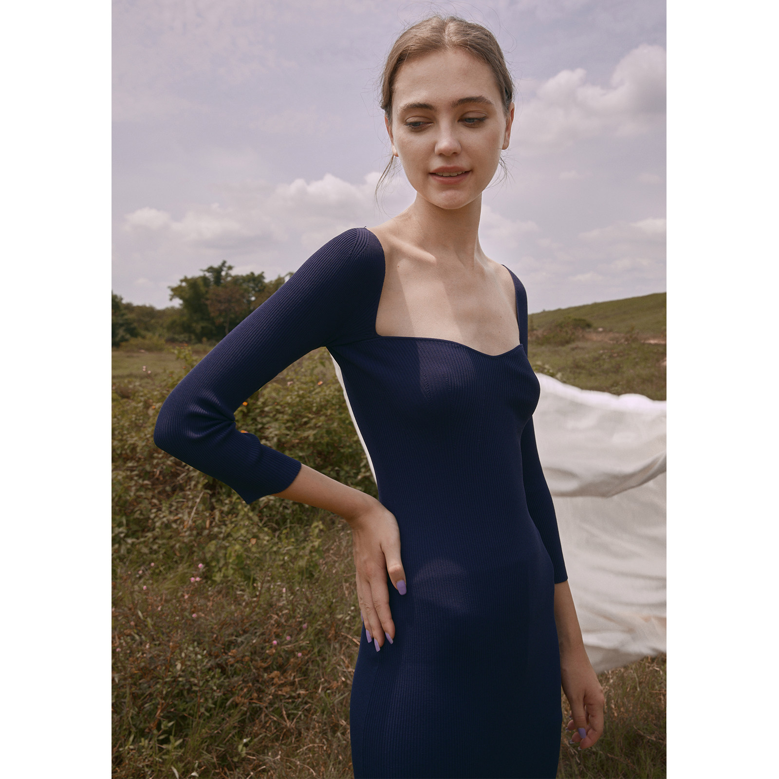 女2020年秋装针织修身显瘦连衣裙 mixselection连衣裙