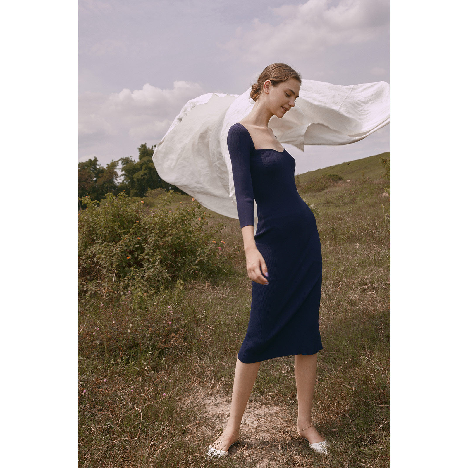 女2020年秋装针织修身显瘦连衣裙 mixselection连衣裙