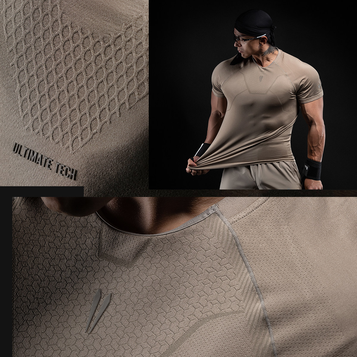 Monster Guardians男子夏季一体编织吸湿排汗训练运动健身短袖T恤,淘宝优惠券,粉丝福利购,淘宝优惠卷