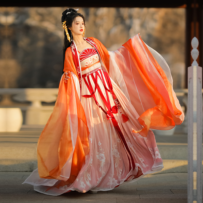 言然原创汉服女齐胸襦裙衫裙薄款日常学生诃子裙大袖衫非古装裙子