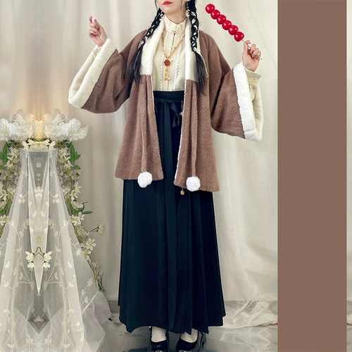Зимнее флисовое ханьфу, демисезонная юбка, увеличенная толщина, эффект подтяжки
