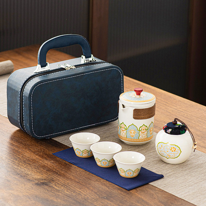 Portable Travel Tea Set Wholesale Outdoor Kung Fu Tea Set Quick Cup Festival Chinese Business Gift