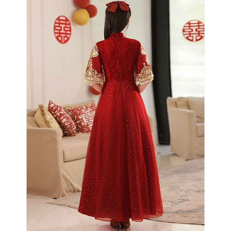 中式复古新娘2022新款酒红色敬酒服 圆裳礼服/晚装