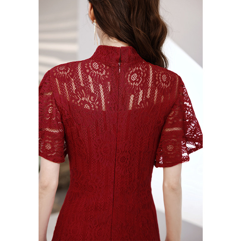 旗袍新娘2022新款夏季回门订婚礼服 圆裳旗袍