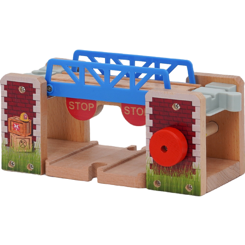 儿童榉木木制轨道小火车 桥场景配件拓展散装木头轨道玩具配件益