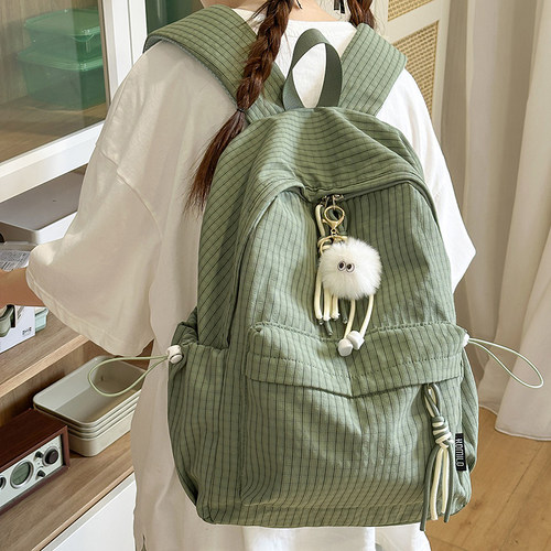 复古港风格子双肩包女2025新款大容量初中大学生书包旅行电脑背包 - 图2