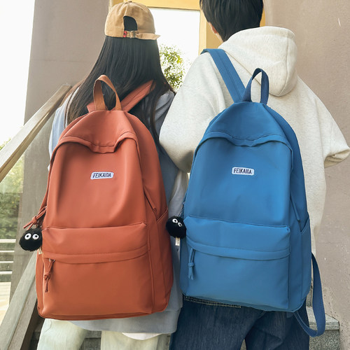 潮酷黑色系双肩包男女初中生书包女高中大学生轻便背包简约旅行包 - 图2