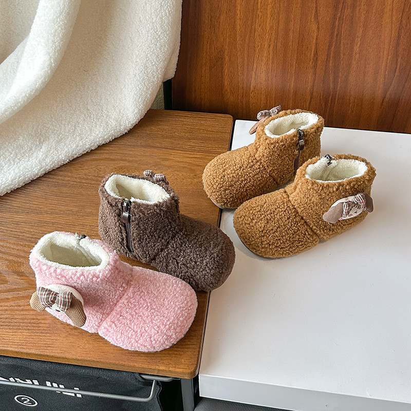 女童棉鞋2025新款冬季儿童加绒保暖棉靴中大童女孩羊羔毛短靴子潮,淘宝优惠券,粉丝福利购,淘宝优惠卷