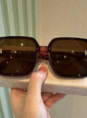 大框黑色圆脸太阳镜防晒高级感