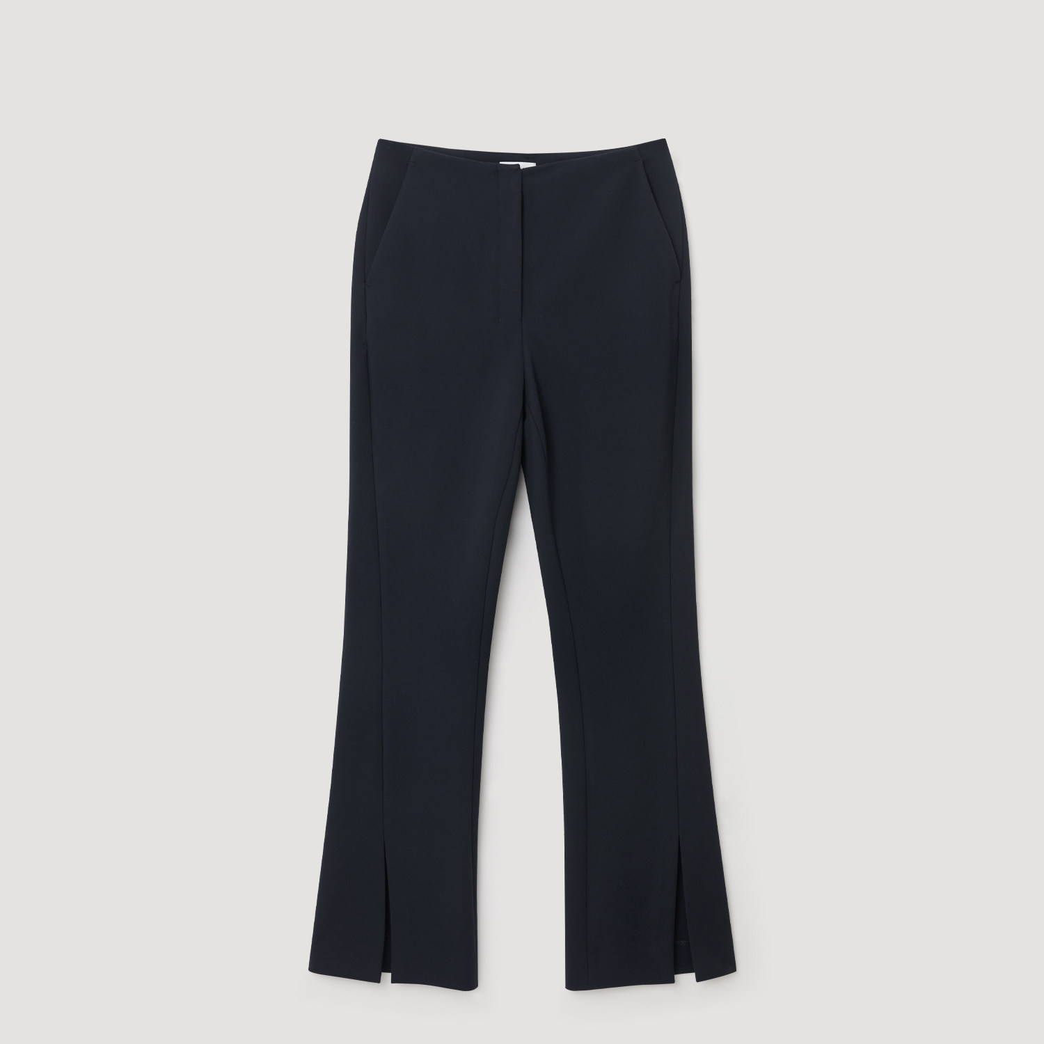 OVV秋冬热卖女装时髦大方开衩微喇叭裤休闲拖地长裤