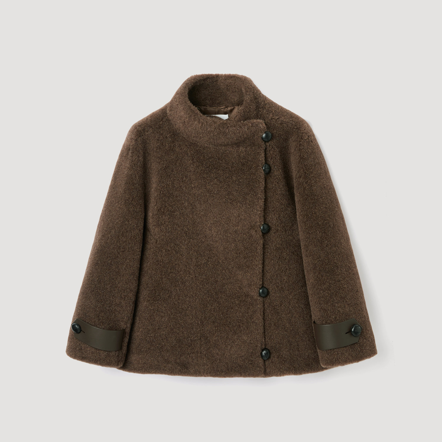 OVV秋冬热卖女装时髦简约毛绒感羊毛混纺短款大衣