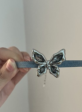 牛仔蝴蝶颈环choker细边项链