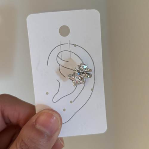 [楼哈哈]小众设计感星星锆石耳夹无耳洞女高级感轻奢独特耳骨夹 - 图1